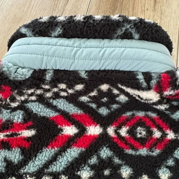 Columbia S Big Timber Peak Half Snap Cozy Cabincore Sherpa Fleece Black Red Blue - Picture 8 of 14